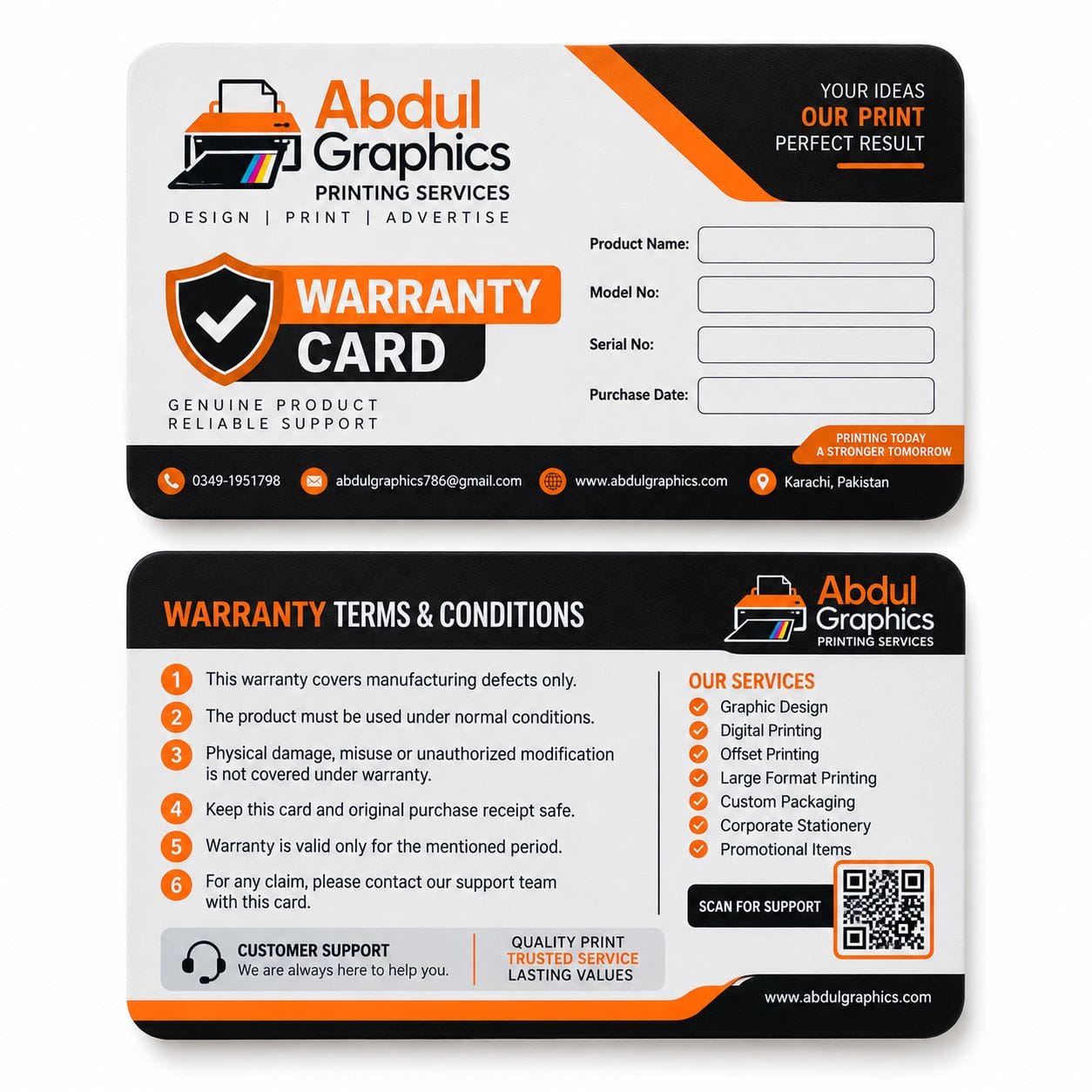 Warranty Cards